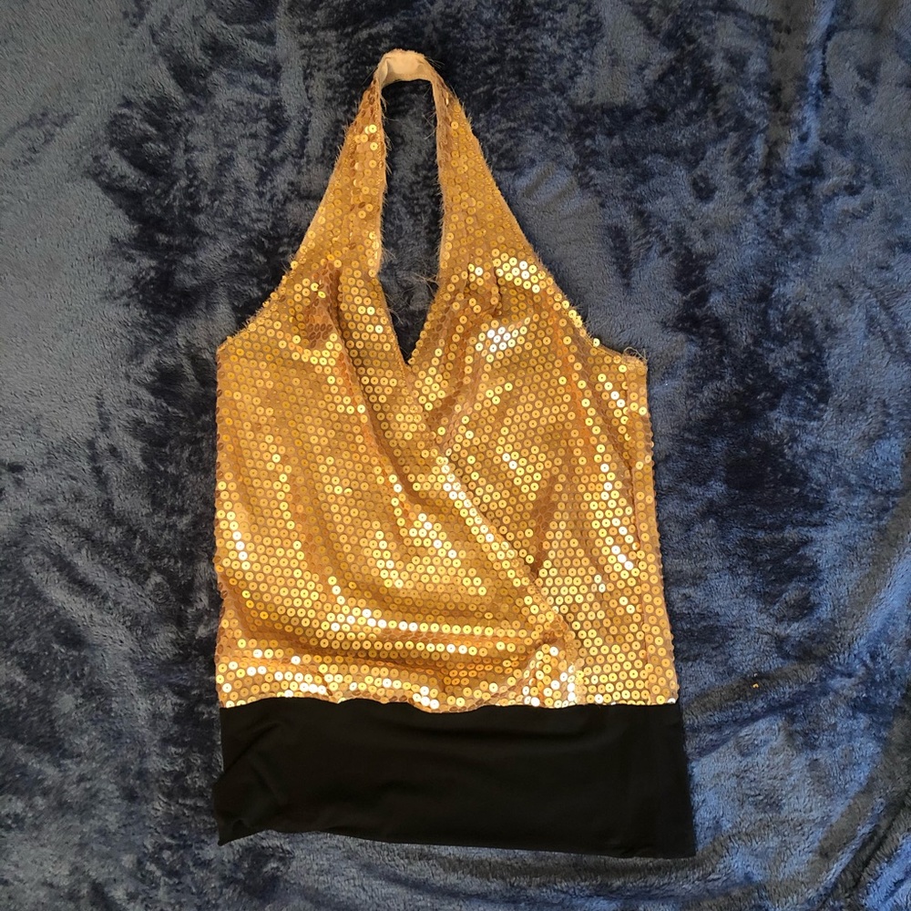 Trina Turk gold sequin halter
